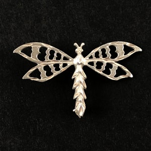 Sterling Silver Dragonfly Pin Brooch / Flying Insect 925 Pin / Openwork Brutalist Design