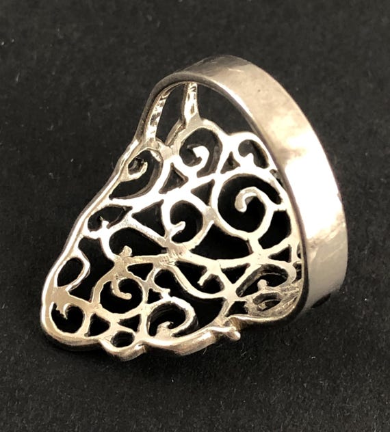 Sterling Silver openwork Scroll Statement Ring Si… - image 7