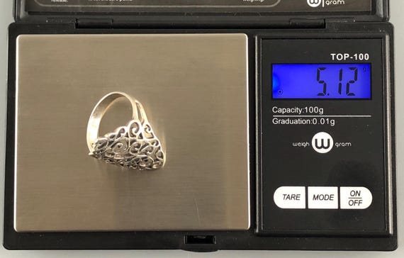 Sterling Silver openwork Scroll Statement Ring Si… - image 12