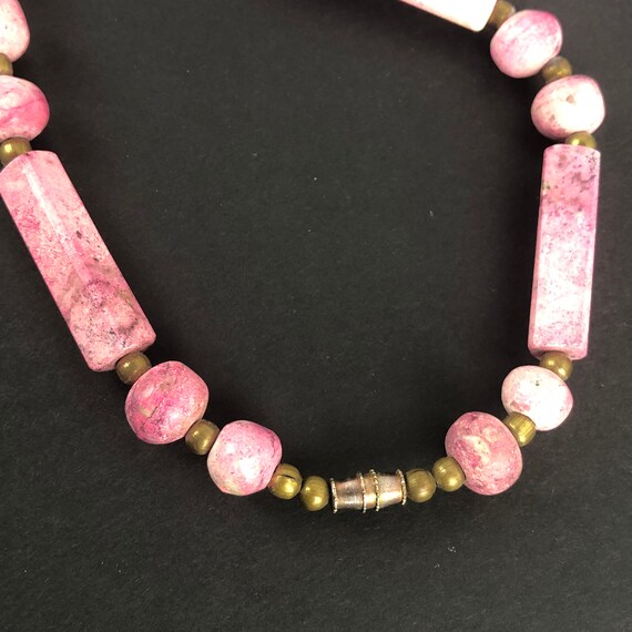 Vintage Pink Rhodonite Gemstone Choker Necklace /… - image 6