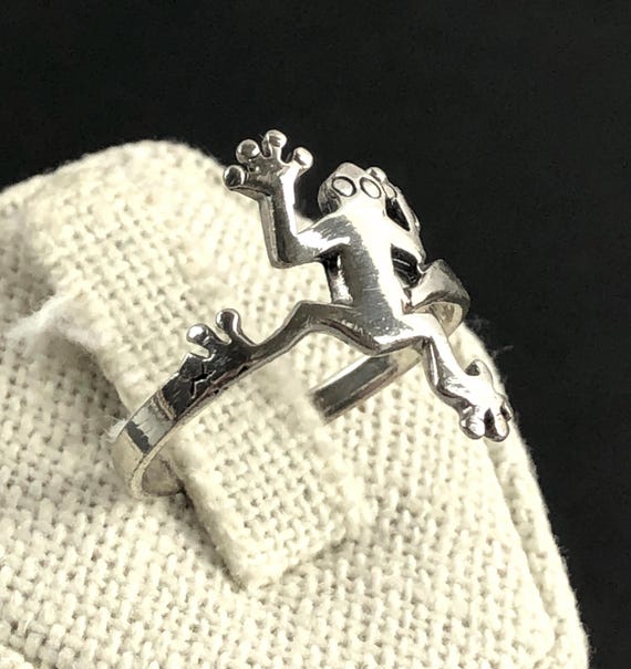 Sterling Silver 925 Frog Figural Stackable Ring S… - image 5