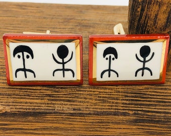Boutons De Manchette Design Années 1950 En Porcelaine Victoria Flemming - Occasion