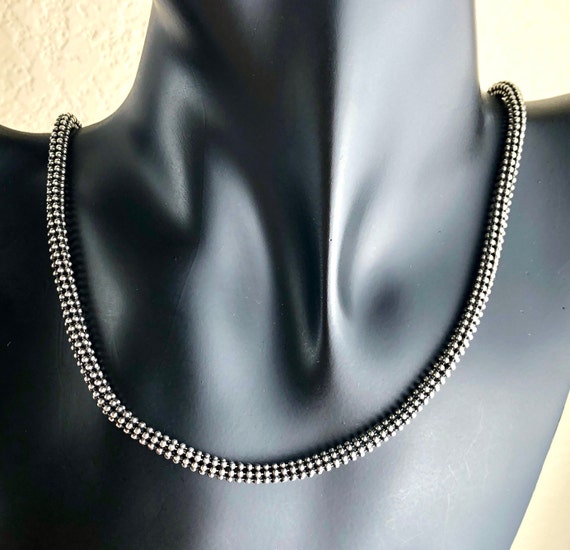 Estate Vintage Sterling Silver Ball Chain, Popcorn Style Necklace