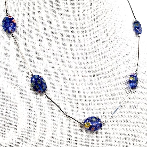 Millefiori Sterling Silver Necklace / Millefiori G