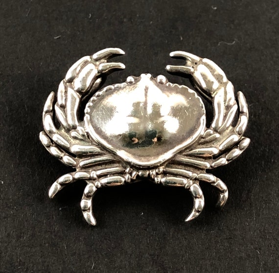 Sterling Silver 925 Crab Brooch Pin Pendant Seafood Jewelry