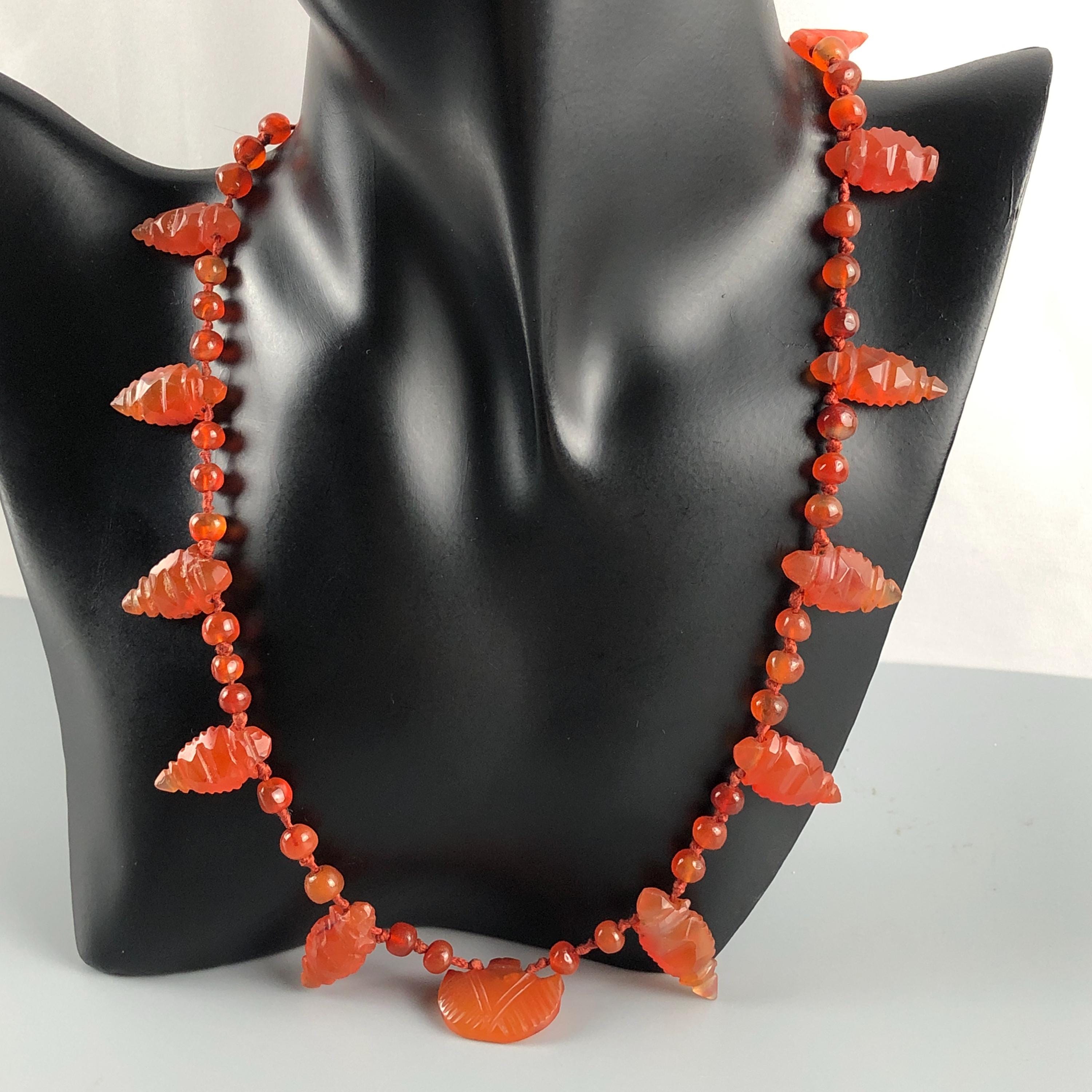 アンティークビーズ/カーネリアンネックレス アンティークビーズ/カーネリアンネックレス カレン族シルバー