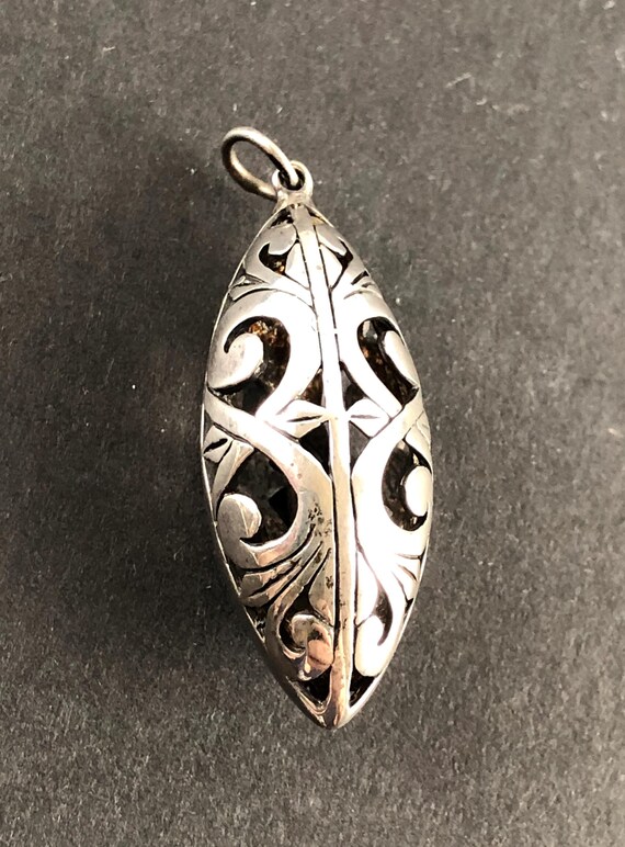 Sterling Silver Scroll, Openwork Ellipsoid, Rugby… - image 2