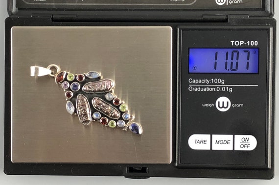 Multi Gemstone Sterling Silver Pendant: Baroque P… - image 7