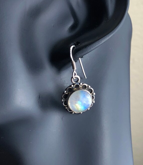 Rainbow Moonstone Cabochon Sterling Silver 925 Ea… - image 5