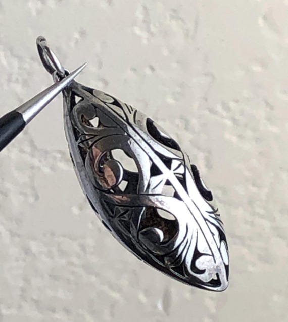 Sterling Silver Scroll, Openwork Ellipsoid, Rugby… - image 6