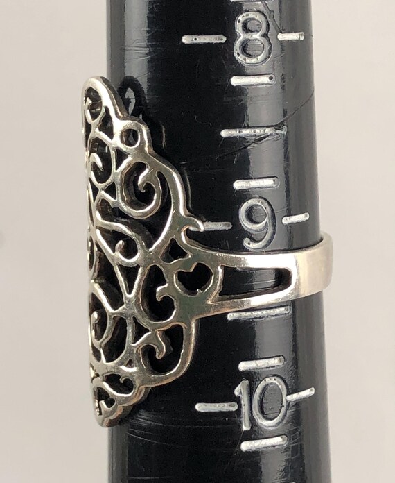 Sterling Silver openwork Scroll Statement Ring Si… - image 11