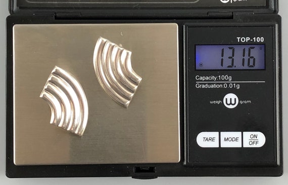 Sterling Silver 925 Ribbed Statement Modernist Mi… - image 9