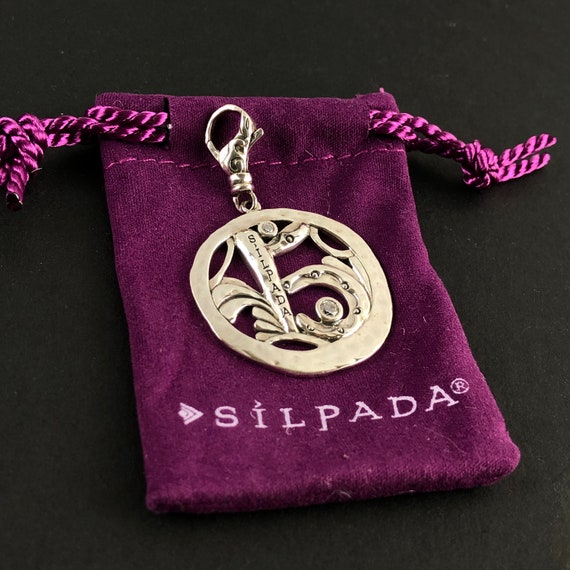 Vintage Silpada “Keep the Party Going” Sterling Silver and Cubic Zirconia CZ Charm Pendant