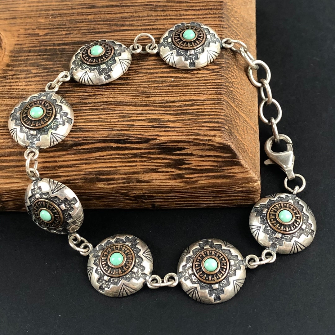 Waldeck Johnson & Copper Sterling Silver Copper Turquoise Panel Link