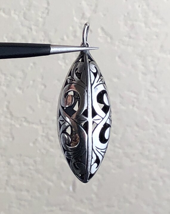 Sterling Silver Scroll, Openwork Ellipsoid, Rugby… - image 5
