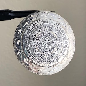 Vintage mexikanischer Sterling Silber Azteker Kalender Brosche Anhänger - signiert EME 83