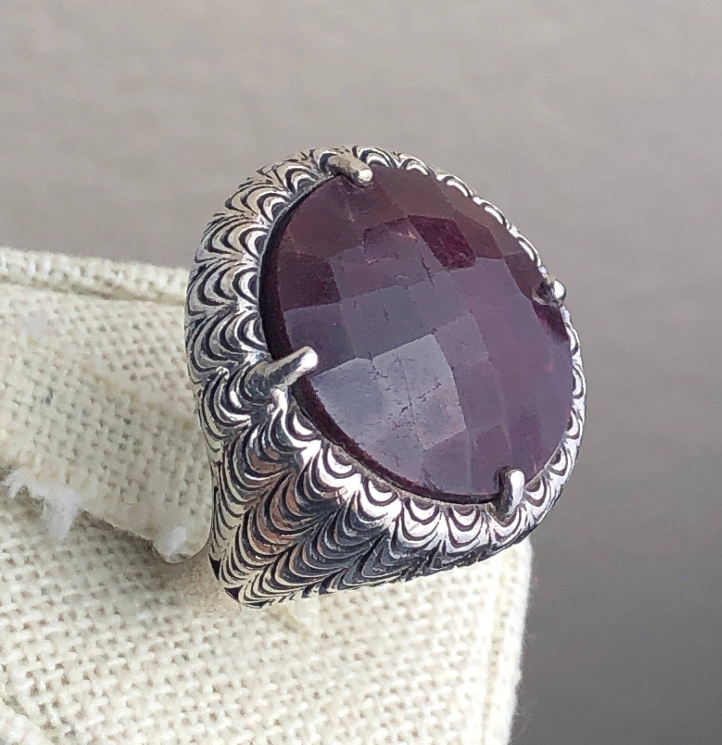 Clyde Duneier ヴィンテージ シルバーリング ガーネット スクエア Clyde duneier ring - Etsy 日本