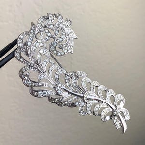 Kenneth Jay Lane for Nina Ricci Clear Rhinestone Feather Plume Brooch