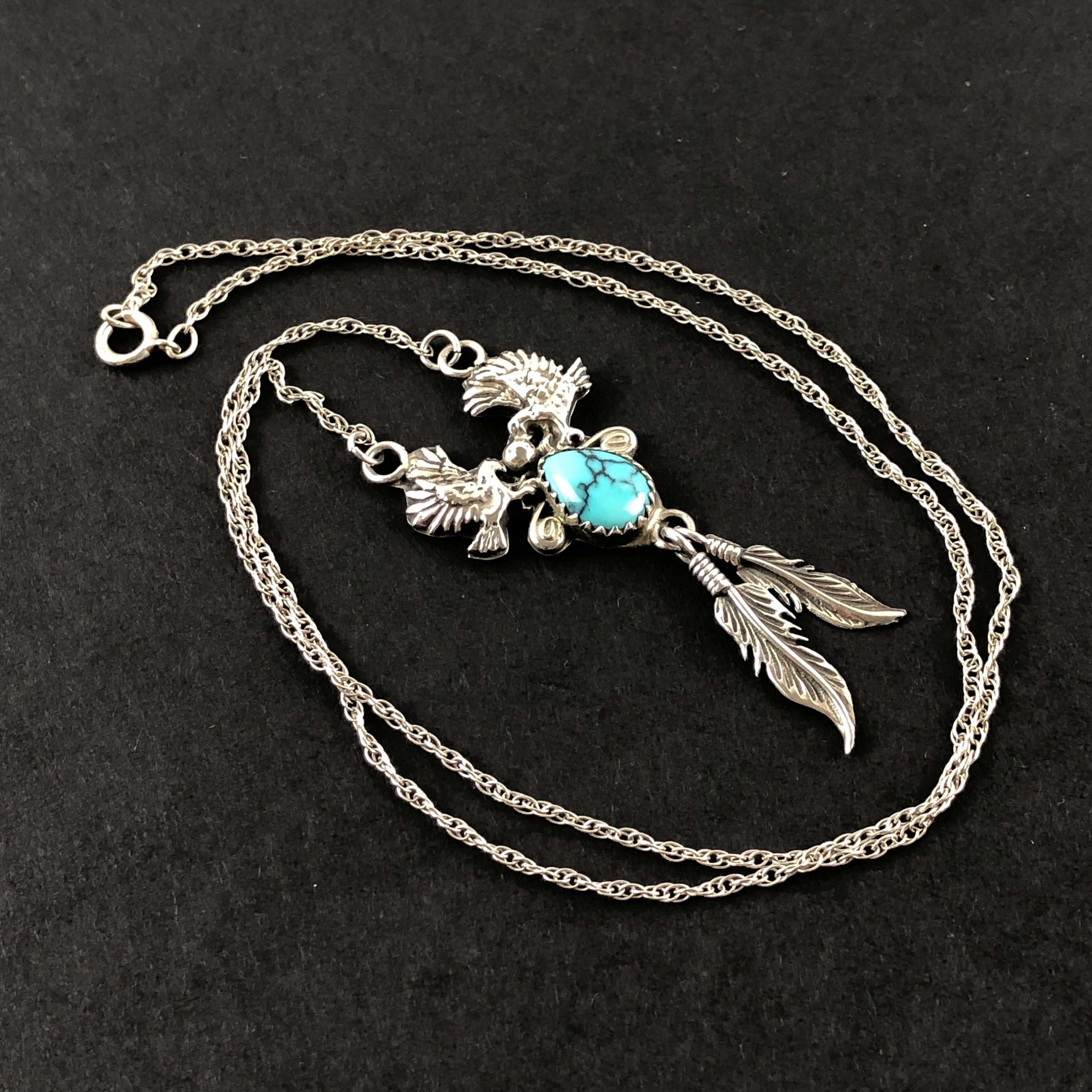 Southbankstore Vintage Halskette Herren - Adlerklaue Feder Anhänger 65cm