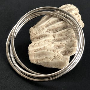 Rolling Intertwined Sterling Silver Tube Bangles Size 7.5" Trinity Set of 3 MM Interlocked Polished Rolling Bangles/ Valentine's Day Gift