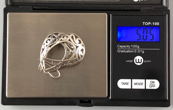 Sterling Silver Scroll Openwork Domed Teardrop-Sh… - image 12