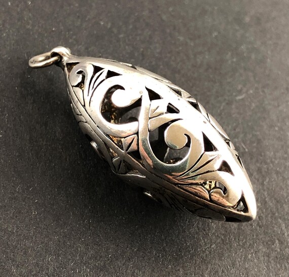 Sterling Silver Scroll, Openwork Ellipsoid, Rugby… - image 3