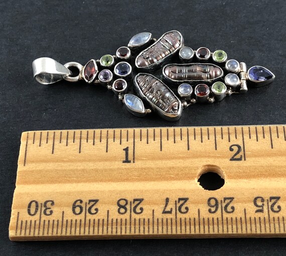 Multi Gemstone Sterling Silver Pendant: Baroque P… - image 8