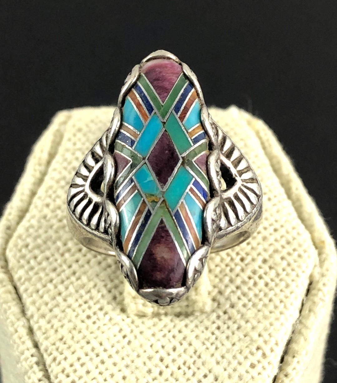 Relios Silver Rings Carolyn Pollack Relios Sterling Silver and Multi Stone Inlay Statement ...