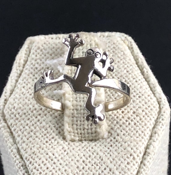 Sterling Silver 925 Frog Figural Stackable Ring S… - image 1
