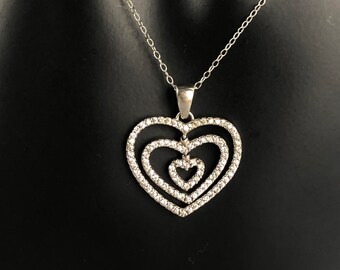 1 Pezzo Collana Con Ciondolo A Forma Di Cuore In Argento Sterling - Foto 4