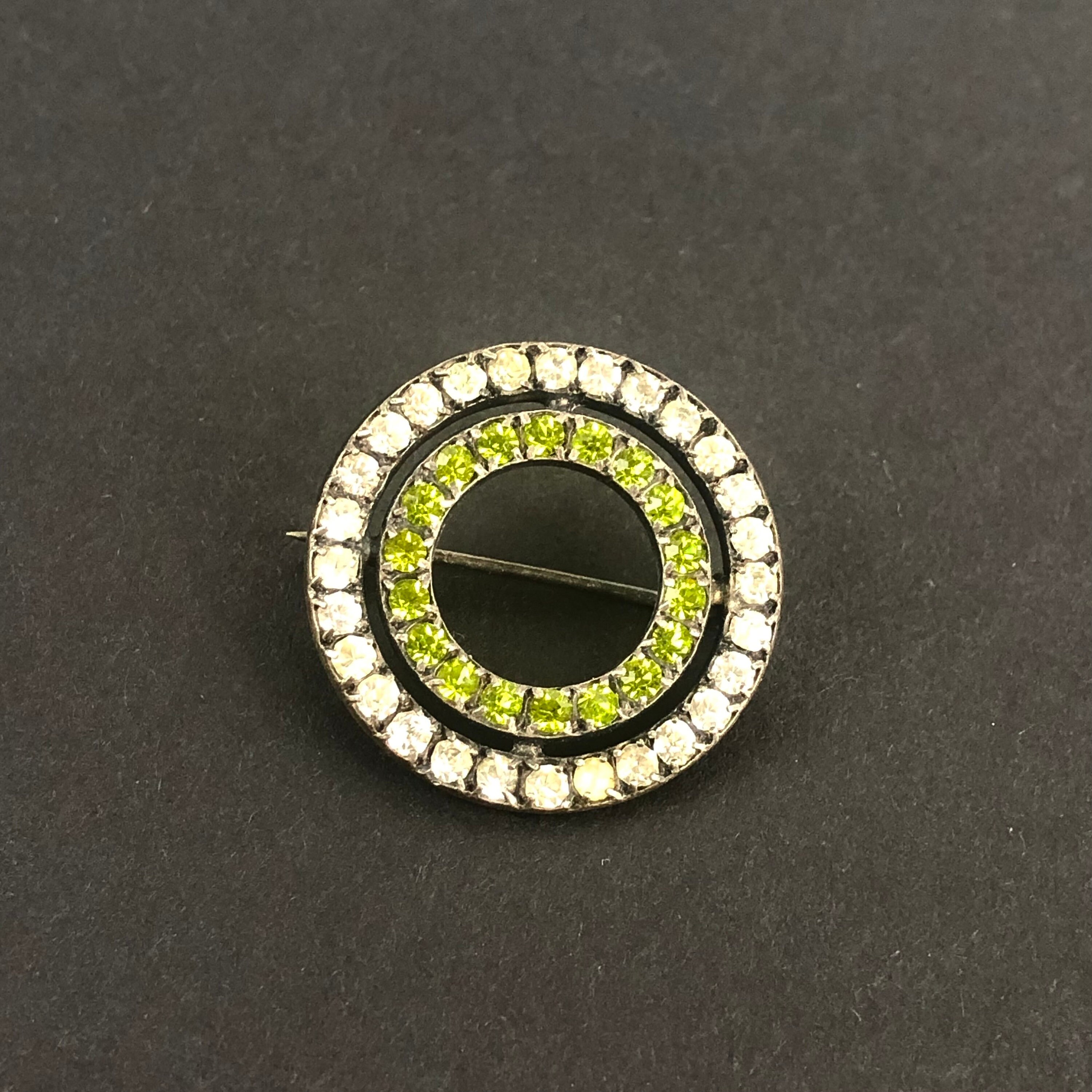 Antique Ca. 1900 R-F Art Deco Sterling Silver Round Pin Brooch 