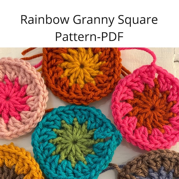 Rainbow Granny Square Pattern - PDF