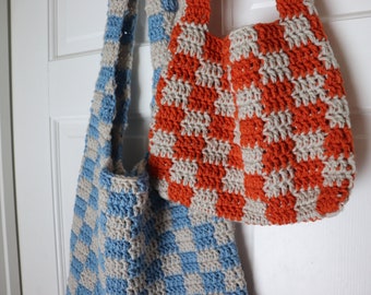 Checkered Tote Bag – Free Pattern - A Knot of Yarn