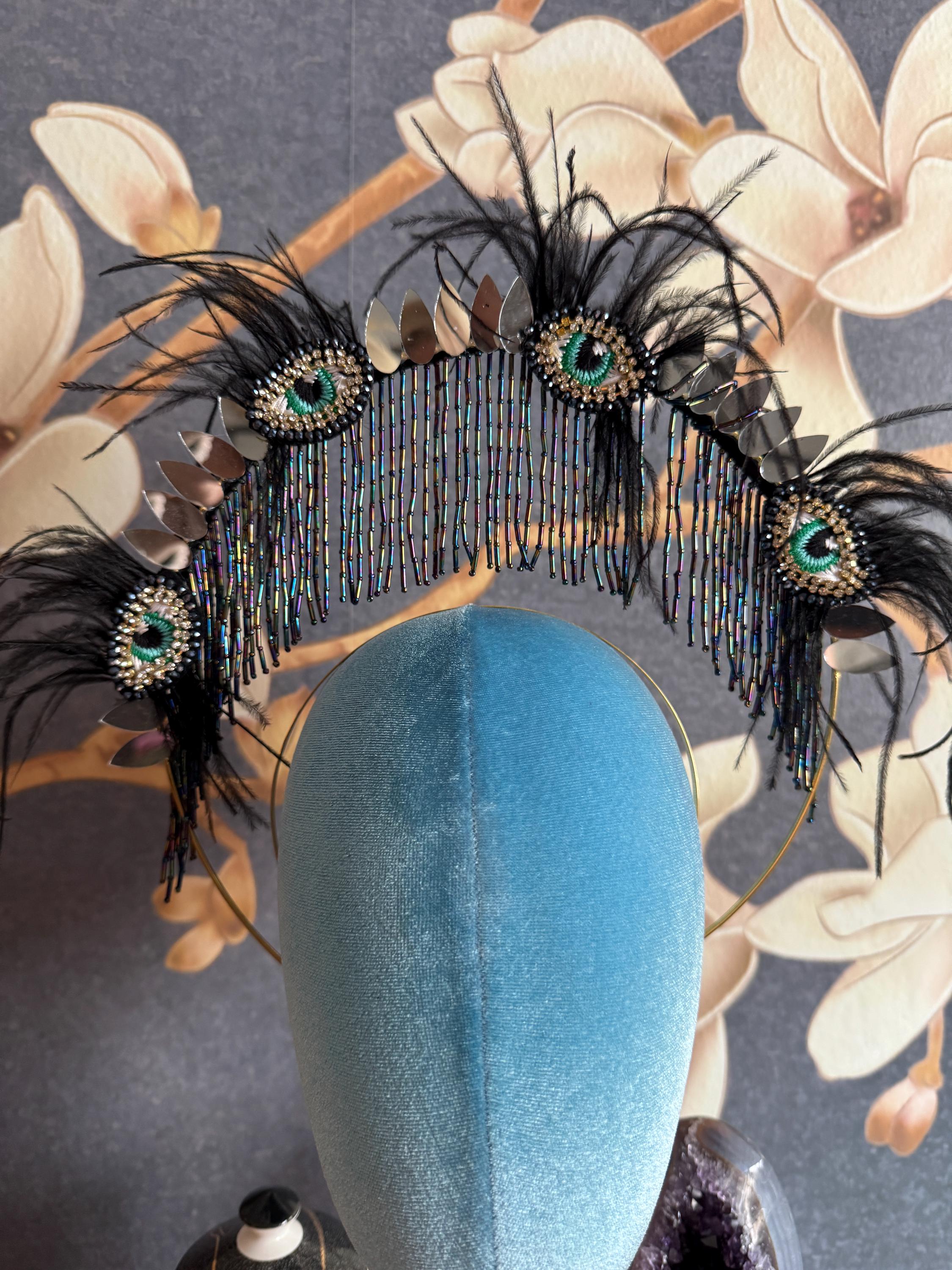 NWT Evil Eye Beaded Headband – Red & Pink Statement Hair Accessory Classic Blue Evil Eye Charm 4mm Red Glass Beads Bracelet  main image 2