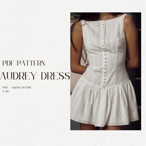Vintage mini dress pattern | Cottage core dress | milkmaid dress pattern | Digital PDF Sewing pattern | Instructions included
