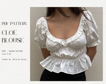 Milkmaid  top  pattern | Coquette sewing pattern |  |Vintage blouse  Digital PDF Sewing pattern