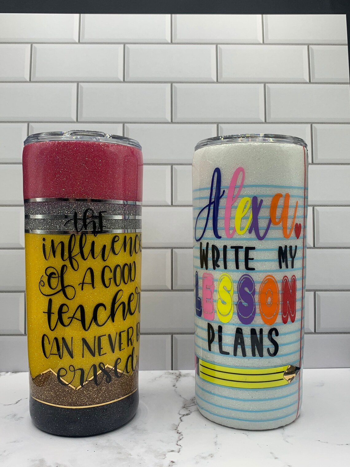 Pencil Tumbler Composition Notebook Tumbler Teacher Etsy