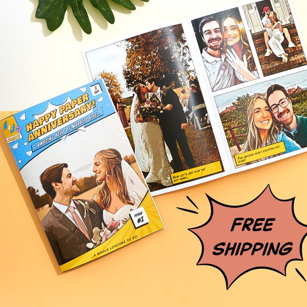 Regalo personalizzato per il primo anniversario a tema fumetti / Regalo per il primo anniversario / Regalo per l'anniversario del fidanzato / Regalo per l'anniversario di carta