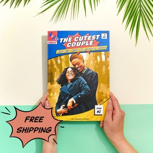 Regalo de cómic personalizado para parejas / Regalo de boda personalizado / Ideas para regalos de boda / Regalos para despedidas de soltera en pareja / Boceto de revista de dibujos animados