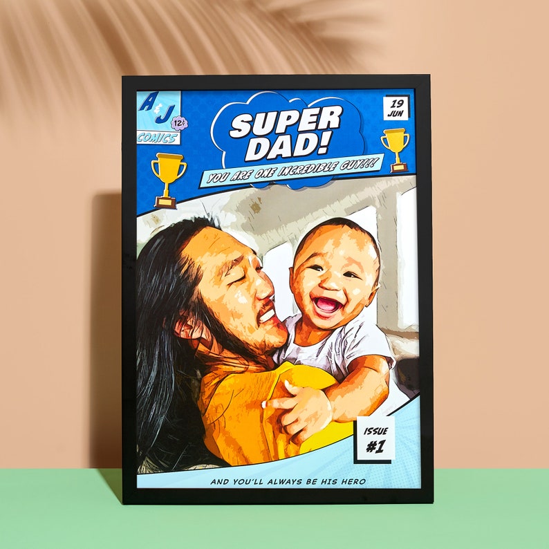 Personalized Father's Day Poster for Dad | Personalized Comic for Father's Day | Personalized Dad Birthday | Dad Gift from Daughter