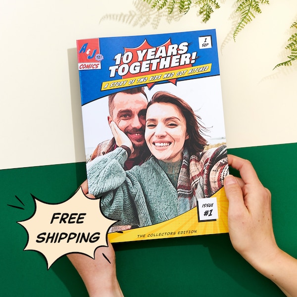 10 Year Anniversary Personalized Comic Book | 10th Wedding Anniversary Gift for Him | Tin Anniversary Gift for Husband | Custom Photo Comic