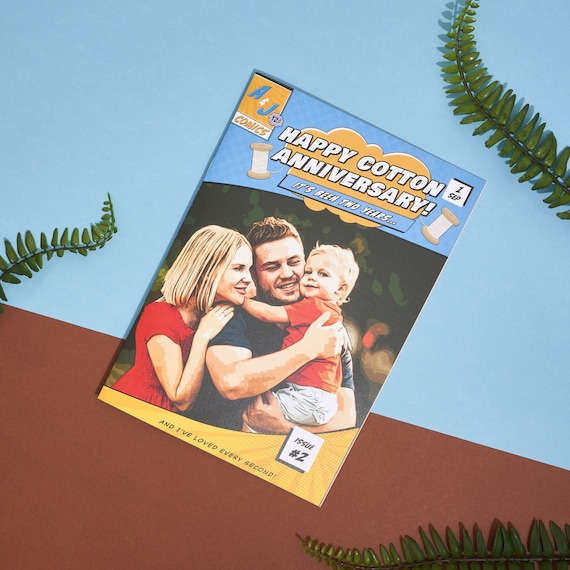 Personalized Second Anniversary Comic Book | 2nd Anniversary Gift for Him | Cotton Anniversary Gift for Husband or Boyfriend | Photo Comic