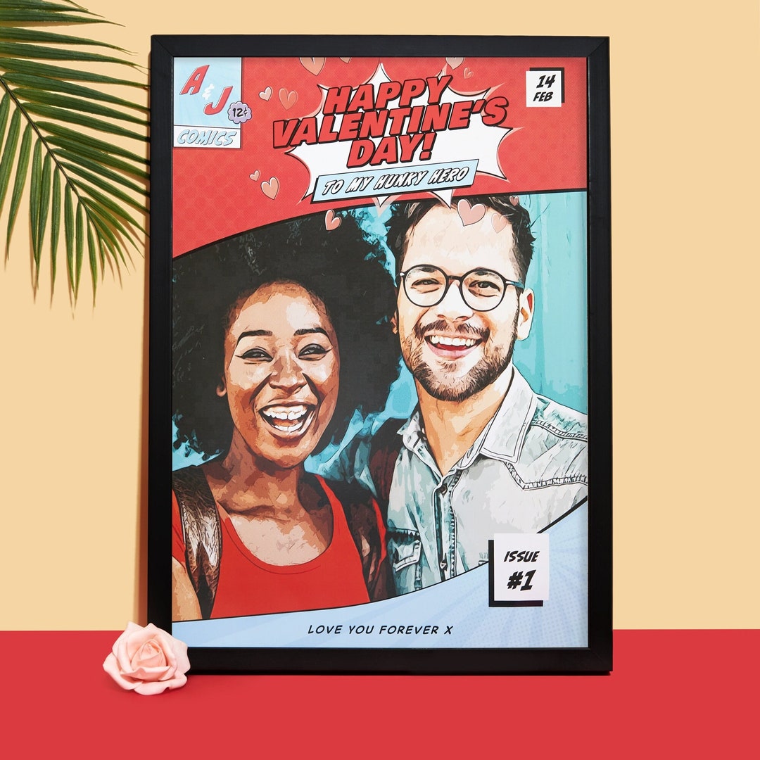 Personalized Valentine's Day Comic Poster | Valentine's Day Boyfriend ...