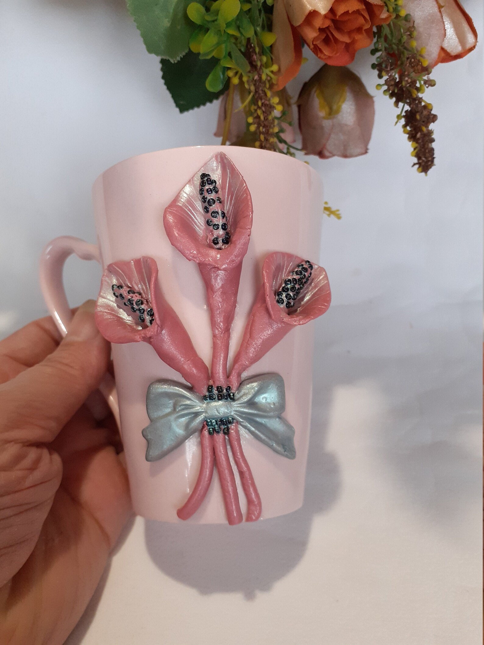 Hand Decorated Coffee or Tea Cup Coffee Cup With Flowers in Etsy