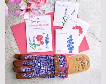 Women's Gardening Gloves with Flower Seed Gift Pack. Ideal Christmas gift for gardeners.