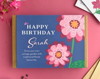 Cottage Garden Gift Box • Seed Gift Set • Letterbox Gift for Gardeners • Thinking of You Gift • Flower Seeds Greeting Card