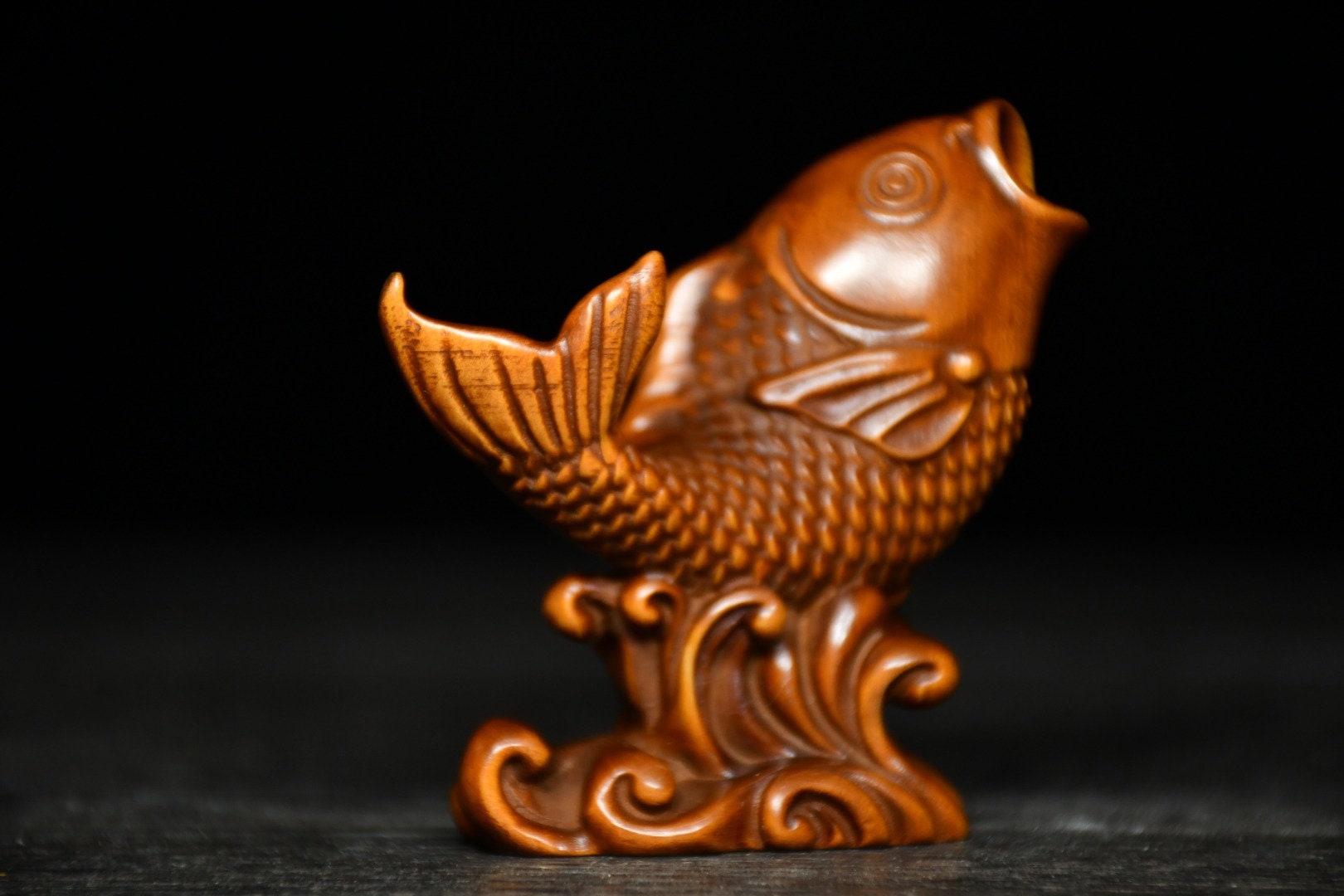 China's Ancient Natural Boxwood Goldfish Statue Pure Hand Etsy