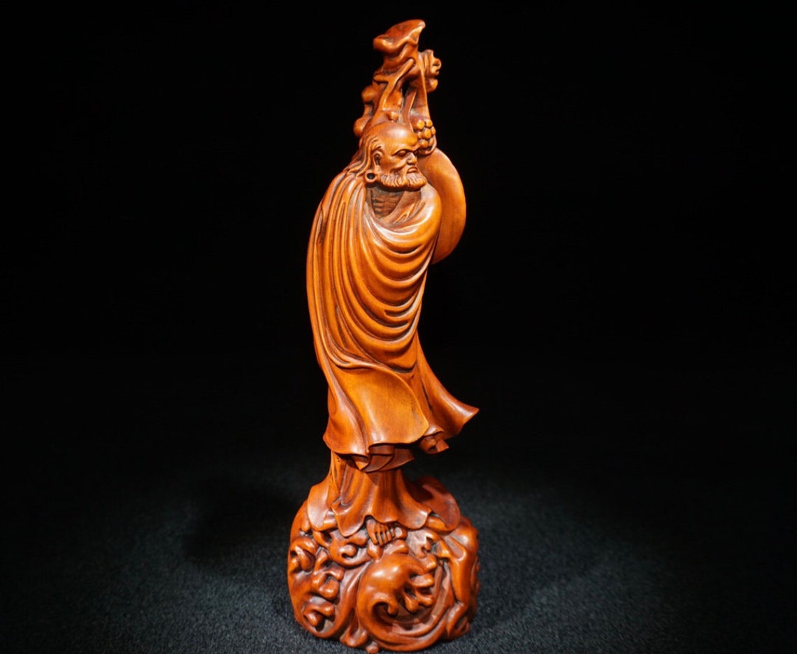 Chinese antique natural boxwood statue of Dharma the ...