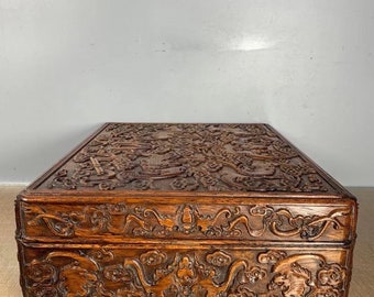 Chinese antique hand-carved large rosewood sewing box ornament with beautiful shape