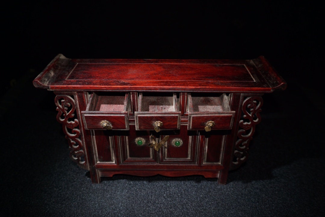 Chinese antique rosewood desk statues pure hand carved Etsy